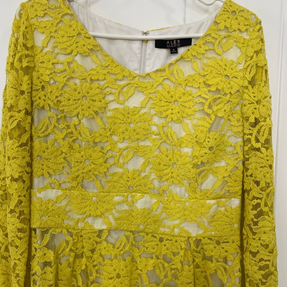 Size 8 Alex Marie Yellow Lace Dress - Picture 3 of 4